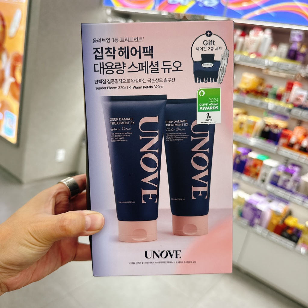 Olive Young UNOVE 深層修護EX護髮素320+320ml (贈髮夾)